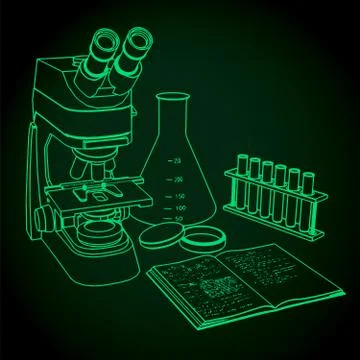 Microscope and laboratory Illustrazione stock