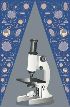 Microscope and microbes Stock Illustration