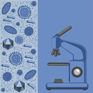 Microscope and microbes Stock Illustration