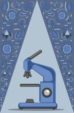 Microscope and microbes Stock Illustration