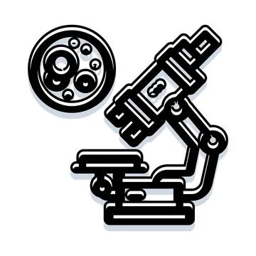 Microscope and petri dish for science research icon Stock Illustration
