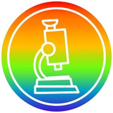 Microscope and slide circular in rainbow spectrum Stock Illustration