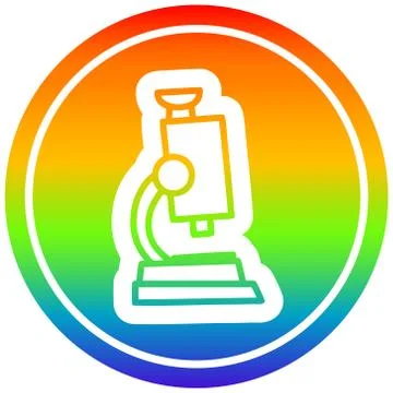 Microscope and slide circular in rainbow spectrum Stock Illustration