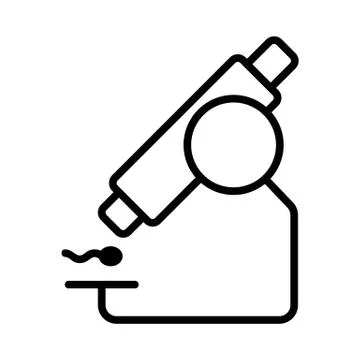 Microscope and sperm icon vector. Isolated contour symbol illustration Stock Illustration