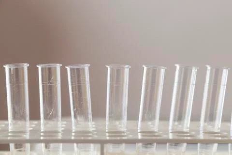 Microscope and test tubes Stock Photos