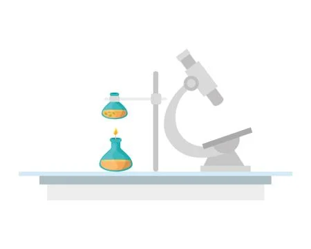 Microscope and tubes test isolated icon Stock Illustration