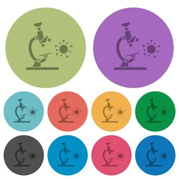 Microscope and virus color darker flat icons Stock Illustration