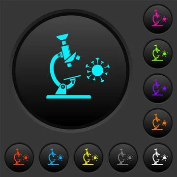 Microscope and virus dark push buttons with color icons Illustrazione stock
