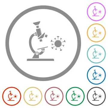 Microscope and virus flat icons with outlines Illustrazione stock