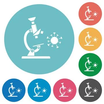 Microscope and virus flat round icons Illustrazione stock