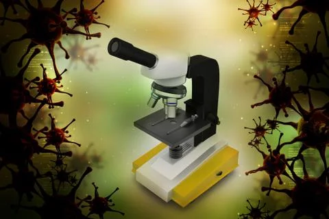 Microscope and virus Stock Illustration