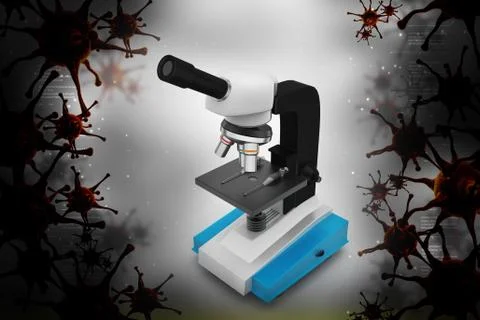 Microscope and virus Stock Illustration