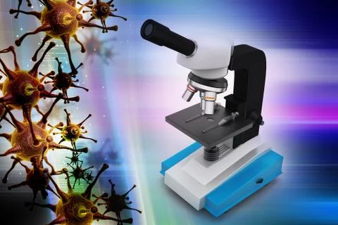 Microscope and virus Stock Illustration