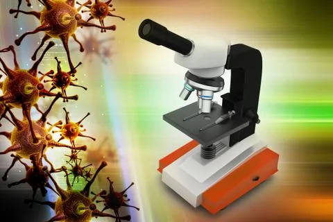 Microscope and virus Stock Illustration