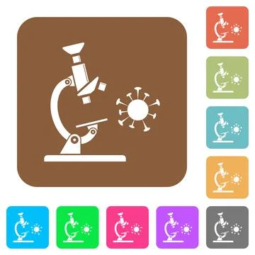 Microscope and virus rounded square flat icons Stock Illustration