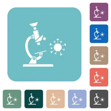 Microscope and virus rounded square flat icons Stock Illustration