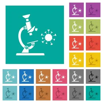 Microscope and virus square flat multi colored icons Illustrazione stock