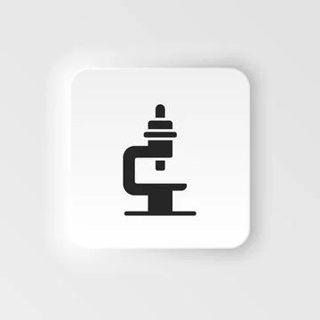 Microscope. Bioengineering neumorphic style vector icon. Biotechnology for Illustrazione stock