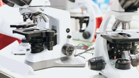 Microscope for biological research Stock Footage 82073920