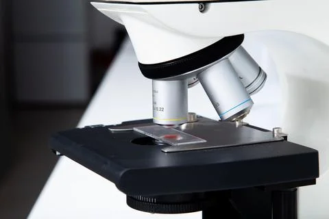 Microscope at the  biology laboratory Stock Photos