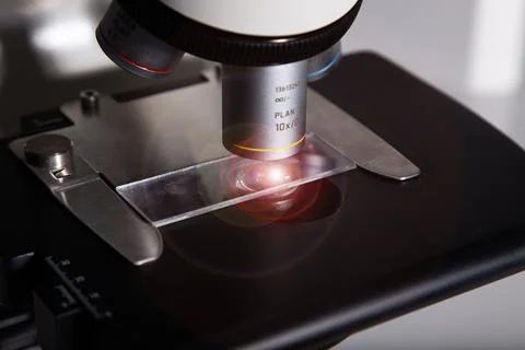 Microscope at the  biology laboratory Stock Photos