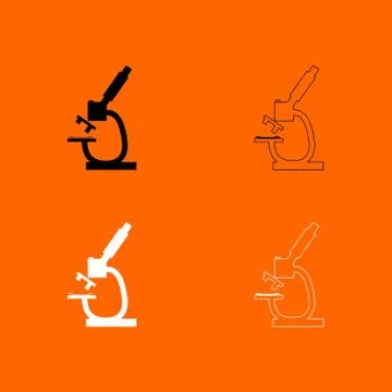 Microscope black and white set icon . 스톡 일러스트