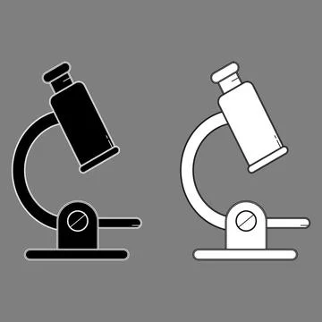 Microscope black white outline Stock Illustration