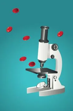 Microscope with blood cells Stock Illustration
