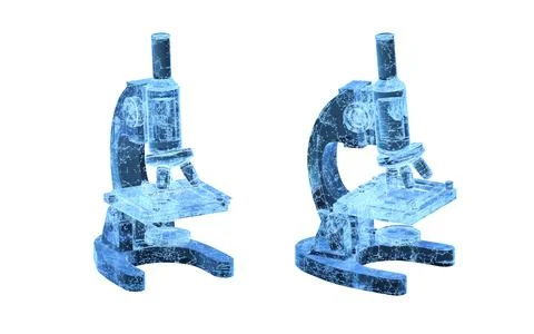 A microscope with blue line structure, 3d rendering. Stock Illustration