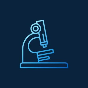 Microscope blue linear icon - vector science concept sign Illustrazione stock