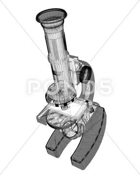 Microscope body structure, wire model on the background Illustration ...
