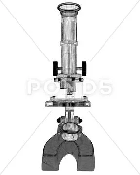 Microscope body structure, wire model on the background Illustration ...