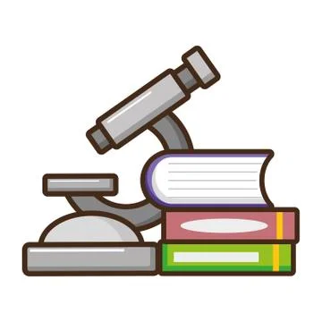 Microscope books laboratory science Illustrazione stock