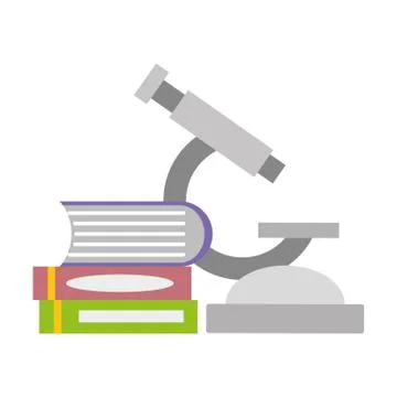 Microscope books laboratory science Illustrazione stock