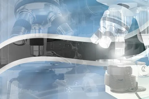 Microscope on Botswana flag - science background Stockillustratie