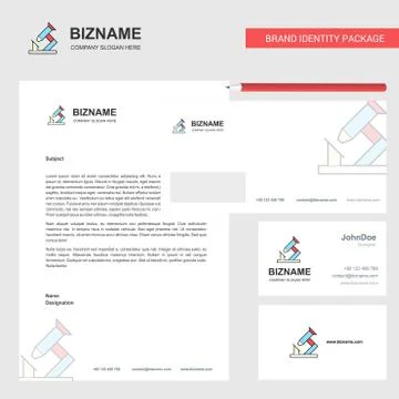 Microscope Business Letterhead, Envelope and visiting Card Design vector temp Stock Illustration