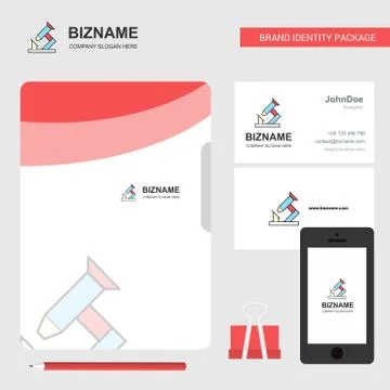 Microscope Business Logo, File Cover Visiting Card and Mobile App Design. Vec 스톡 일러스트
