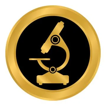 Microscope button on white. Stock Illustration