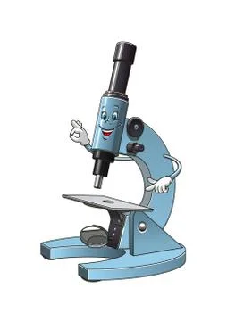 Microscope cartoon character with specimen slide Stock Illustration