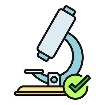 Microscope with check mark symbolizing successful scientific research 스톡 일러스트