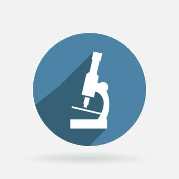Microscope. circle blue icon with shadow. Stock Illustration
