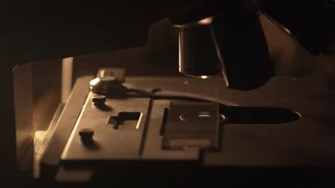 Microscope close up, can represent investigation, diagnosis or a discovery Video stock 162293173