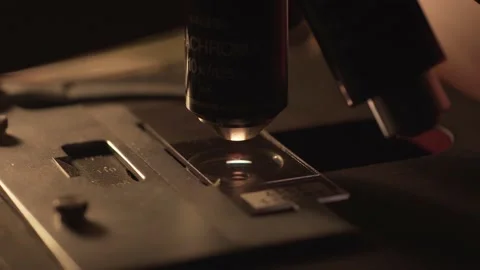 Microscope close up, represent investigation, diagnosis or a discovery Stock Footage 162293266