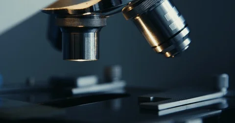 Microscope close-up shot in the laboratory Stock Footage