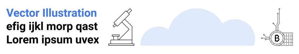 Microscope with Cloud and Network Diagram Elements for Science and Technolo.. Illustrazione stock