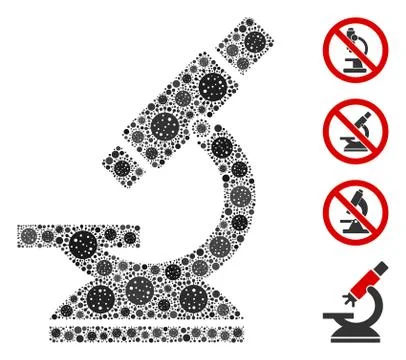 Microscope Collage of CoronaVirus Icons Stock Illustration