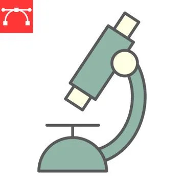 Microscope color line icon, school and education, biology sign vector graphics Illustrazione stock