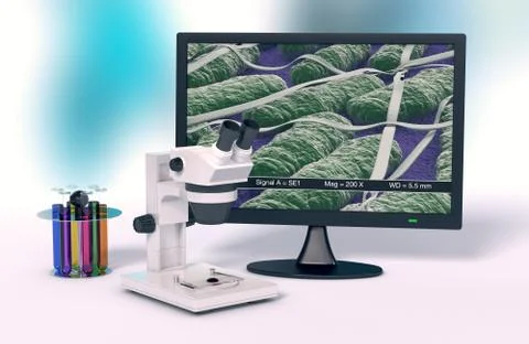 Microscope, concept of scientific research and new technologies Stock Illustration