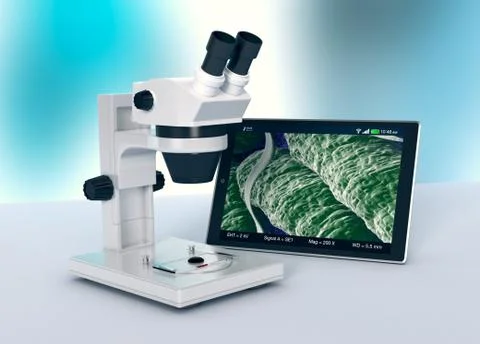 Microscope, concept of scientific research and new technologies Stock Illustration