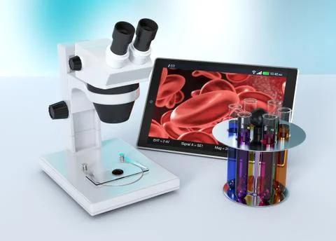 Microscope, concept of scientific research and new technologies Stock Illustration